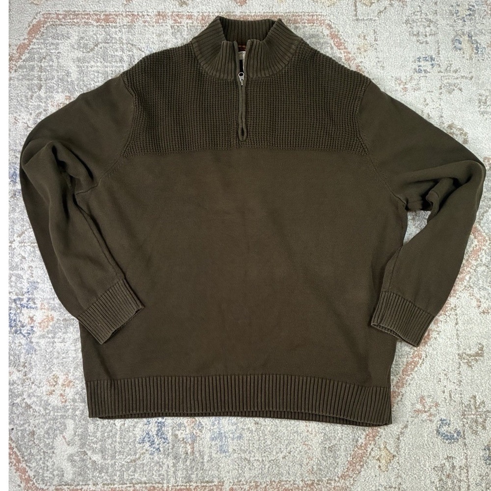Cozy Knit Cabin Minimalist Casual XXL Quarter Zip Brown Oversized Sweater